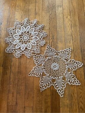Handmade Cream Crochet Doilies - Set of 2
